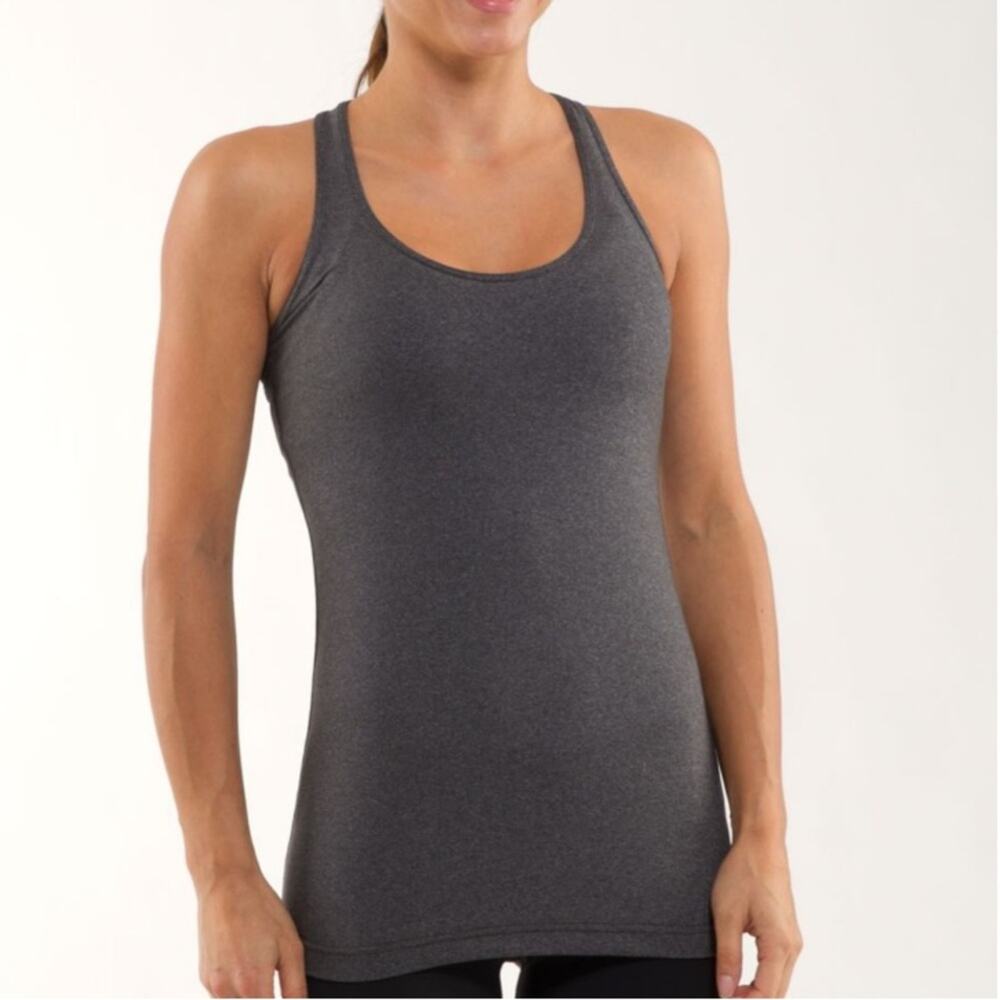 Lululemon Cool Racerback Tank in Heathered Coal Gray size S